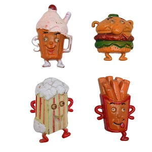 VTG 1980s Anthropomorphic Burger Fries Popcorn Box Shake Set Fridge Memo Magnets - Picture 1 of 11