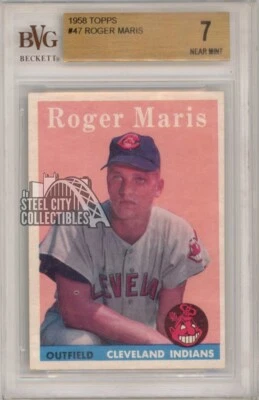 Бейсбольная карточка дебютанта Роджера Мариса 1958 Topps No7 BVG 7 почти как новая - Изображение 1 из 2