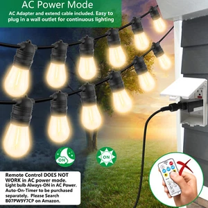 48 Fuß Solar String Lichter Outdoor, 2 in 1, AC und solarbetrieben, bruchsicher - Bild 1 von 7