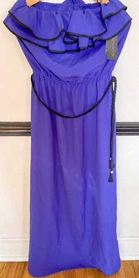 Vestido maxi feminino Rampage novo com etiquetas tamanho M sem alças azul e preto $59 borla com cinto - Imagem 1 de 4