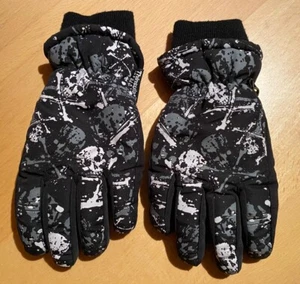 Winterhandschuhe, Schneehandschuhe schwarz rot warm, Gr 7/8, m Totenköpfen, - Bild 1 von 5