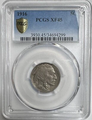 1916 5C 🦬 Buffalo Nickel ( PCGS XF45) - Image 1 of 4