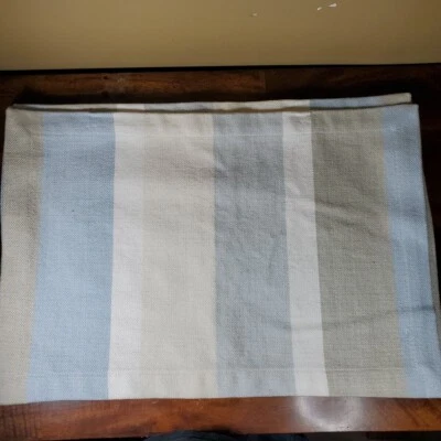 Split-P White Brown Gray Blue Tan Striped Placemats 100% Cotton Lot of 4 - Image 1 of 3
