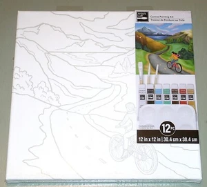 Kit de pintura en lienzo Artist's Loft 12 x 12 niña bicicleta 12 piezas - Imagen 1 de 2