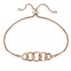 Intertwining Circles Adjustable Bracelet in Rose Gold Plated Sterling Silver - Picture 1 of 4