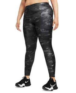 Nike Dri-fit One Plus Size Mid-Rise Camo-Print Leggings Black Size 2X MSRP $70 - Picture 1 of 2