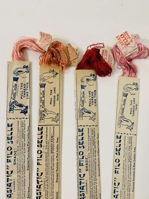 Antique BRAINERD-ARMSTRONG SILK FLOSS THREAD ASIATIC FILO ~ 4 SKEINS - Image 1 of 4