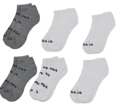 Fila Unisex 6 Pairs Half Cushion Low Cut Length Socks Shoe Sz 4-10 Sock Sz 9-11 - Image 1 of 2