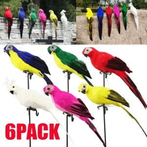 6x Fake Parrot Bird Artificial Feather Foam Ornament Simulation Outdoor Decor - Picture 1 of 12