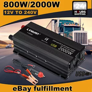 Car Power Inverter 800w / 2000w 12v To 240v Converter 2usb 2AC Phone Laptop Camp - Picture 1 of 13