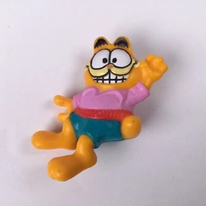 Vintage 1981 Garfield Figur Teil klein Handdruckknopf Sammlung Originalfarben 2 Zoll - Bild 1 von 4
