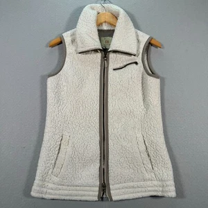 Royal Robbins Sherpa Vest Womens Small White Gray Faux Fur Highneck Hike Outdoor - Picture 1 of 10