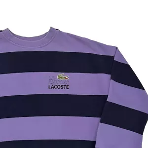 VTG 80s La Chemise Lacoste Sweatshirt Purple Striped -size 6 France Men's Large - Picture 1 of 6