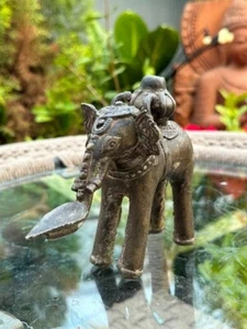 1700's Old Rare Ancient Brass Hindu God Gaj Deepam Sculpture - Picture 1 of 15