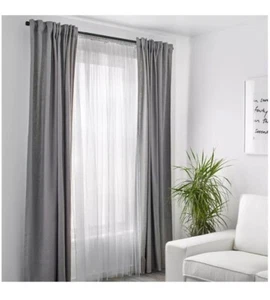 NEW IKEA LILL Sheer White 2 Panels Canopy Room Divider Voile Curtains 110"x98" - Picture 1 of 6