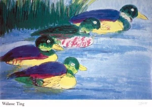 WALASSE TING 4 Ducks (sm) 18.5" x 26" Poster 1990 Contemporary Multicolor, Blue - Picture 1 of 1