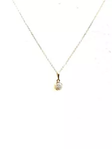 Collar de diamantes naturales genuinos de oro amarillo de 10K - Delicado mini colgante de diamantes - Imagen 1 de 4