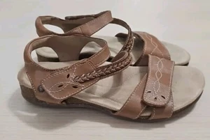 Sandali Earth Origins Comfort Slingback 6,5 W Boho Intrecciati Pelle Marrone E07 - Foto 1 di 5