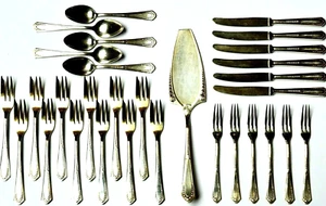 WMF 400 Röschen Jugendstil Kaffee- + Obstbesteck 30 Teile Silberauflage um 1900 - Bild 1 von 4