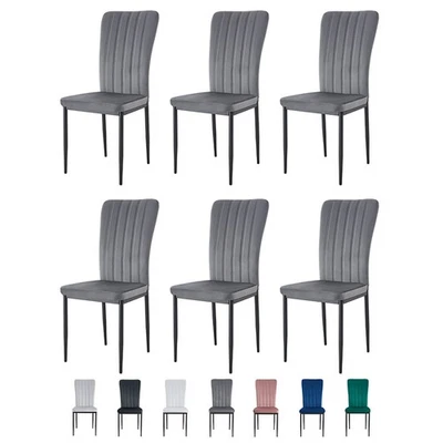 2/4/6Pcs Velvet Dining Chairs with Upholstered Seat and Metal Legs-ELLE - Image 1 of 2