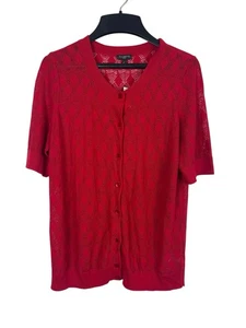 Talbots Petites LP rot Kurzarm offen Strick Knopfleiste Cardigan Pullover neu mit Etikett - Bild 1 von 14