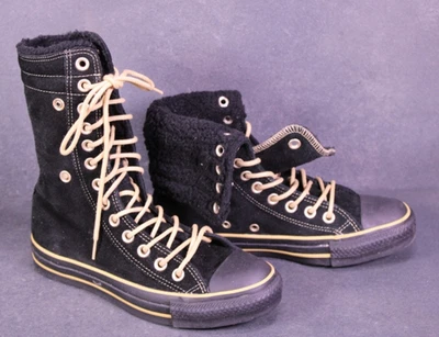 Converse All Star XHi Chucks Sneaker Gr. 36 Leder Boots schwarz Fell BC1552 - Bild 1 von 4