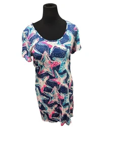 Lilly Pulitzer Beacon Dress Blue Indigo Sea Star Struck Starfish Xl - Picture 1 of 3