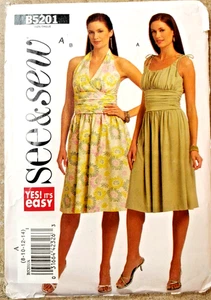 NEW Butterick See & Sew B5201 Misses Dress Sizes 8-10-12-14 Lined Bodice, Straps - Picture 1 of 8