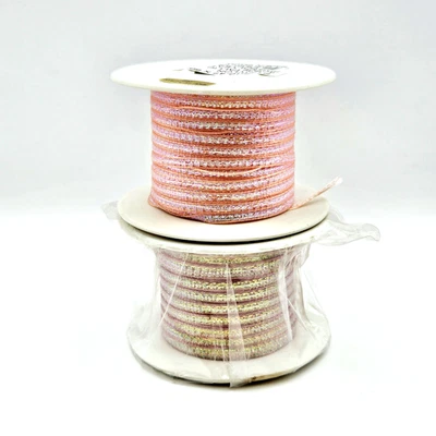 粉色 1⁄8 英寸金属丝带 2 线轴虹彩棉糖果宝宝玫瑰童话 mbb — 第 1/4 张图片