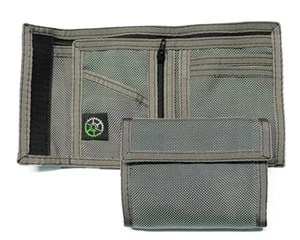 Ballistic Nylon Bifold Wallet with Zippered Coin Pocket (Grey) - Made in USA - Picture 1 of 6