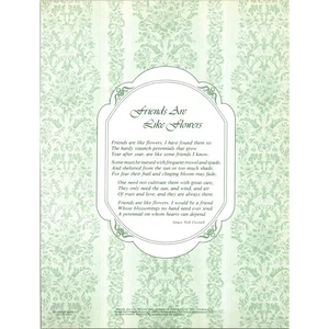 Friends Are Like Flowers Grace Crowell años 70 poema retro kitsch arte de pared SH10 - Imagen 1 de 2