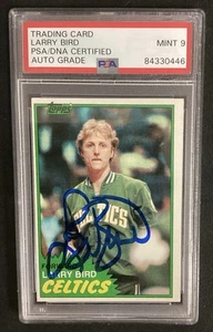 Larry Bird Signed 1981 Topps #4 Card Boston Celtics HOF PSA/DNA Blue Auto Mint 9 - Picture 1 of 2