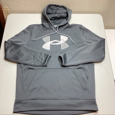 Under Armour Men Large Cold GearFleece Big Logo Hoodie Sweatshirt Gray (1357085) - Image 1 of 4