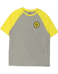 HURLEY Mens Graphic T-Shirt Top XL Grey Colourblock Cotton AZ05 - Picture 1 of 4