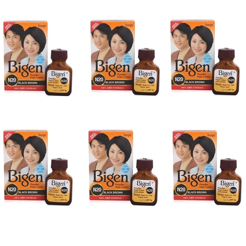 Color de pelo Bigen en polvo 6 gm, negro marrón N20 - Pack de 6 Foto 1 de 1