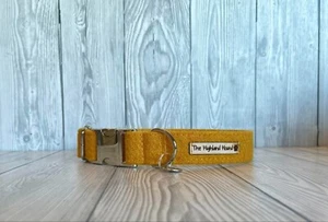 1" Buttercup Harris Tweed Soft Handmade Adjustable Dog Collar silver clip S-XL - Picture 1 of 8