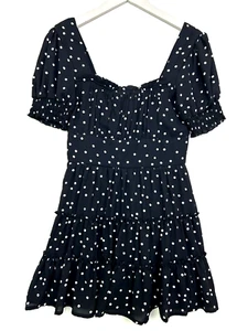 Trixxi Polka Dot Square Neck Peasant Cottage Core Dress Black White Size Small - Bild 1 von 4