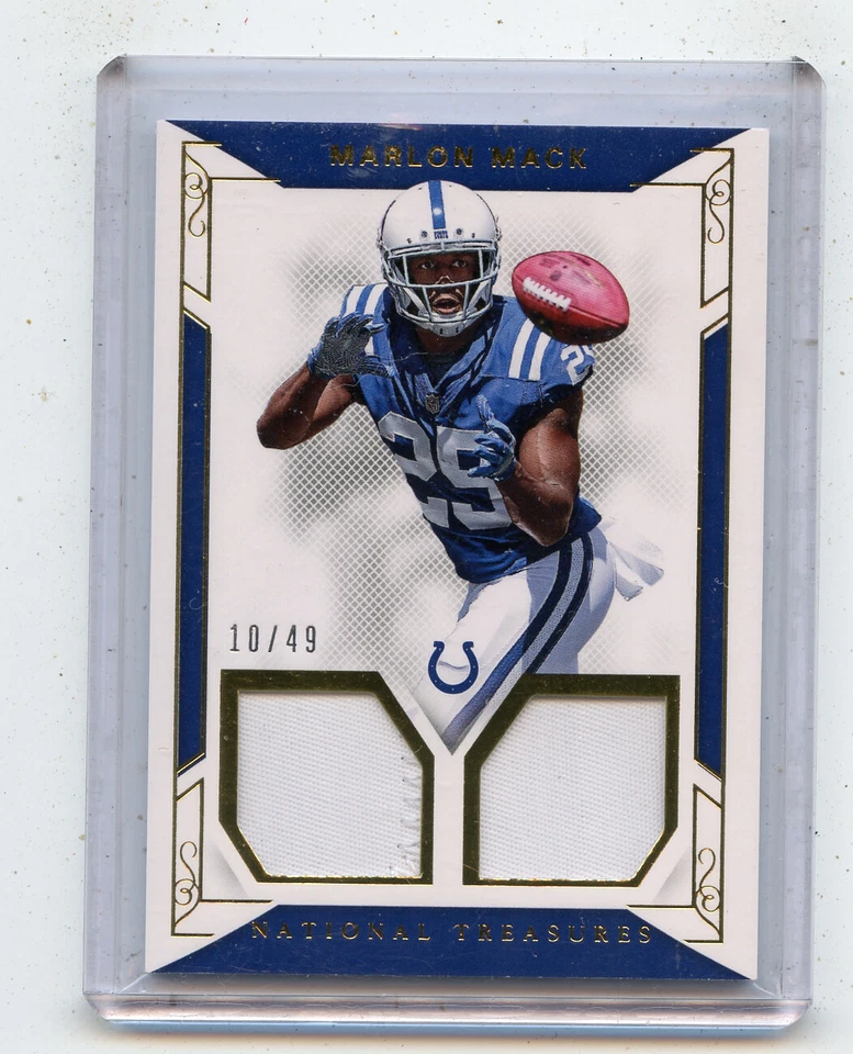 2017 NATIONAL TREASURES #34 MARLON MACK JERSEY #10/49 INDIANAPOLIS COLTS, 011722 - Image 1 of 1