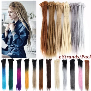 5 Roots 100% AS Human Hair Dreadlocks 20/24" Extensions Hairpeices Crocher Twist - Picture 1 of 36