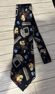 Vintage 1998 Looney Tunes Neck Tie Taz All Over Office Computer - Picture 1 of 10