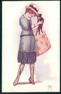 arte Jean Tam sexy dama y hombre rico muñeca marioneta original c1910-1920 postal rh01 - Imagen 1 de 2