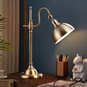 Industrial Desk Lamp Reading Light Retro Swing Arm Table Lamp for Bedroom Beside - Picture 1 of 12