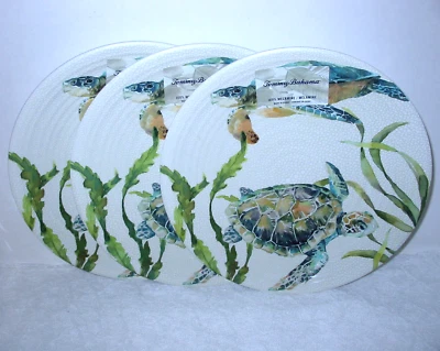 Tommy Bahama Tortugas Marinas y Hierbas Melamina 11" Juego de 3 Platos de Cena ~ NUEVO Foto 1 de 2