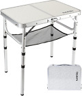 Small Folding Table 2 Foot, Portable Camping Table with Mesh,White 24 X 16 Inch