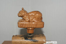 A CAT ON A PILLOW Walking Stick Handle carved in solid British ELM