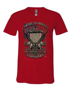 Swore to Protect Defend the Constitution V-Neck T-Shirt Guardian Nation Tee - Picture 1 of 5