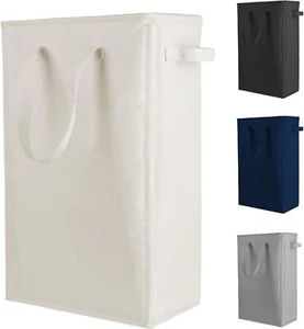 Slim Foldable Laundry Hamper Basket with Handles, 45L Beige - Picture 1 of 7