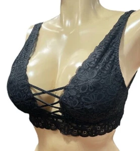 Victorias Secret Sexy strappy Daisy Lace Unlined Bralette Bra Black size Small - Picture 1 of 3