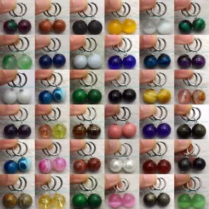 Nuevo Elegante Pendiente Bastante Natural Multicolor 8/10/12mm Redondo Piedras Preciosas Cuentas - Imagen 1 de 73