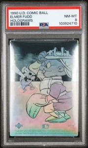 COMIC BALL 1 LOONEY TUNES 1990 U. D. HOLOGRAM INSERT CARD ELMER FUDD PSA 8 - Picture 1 of 2